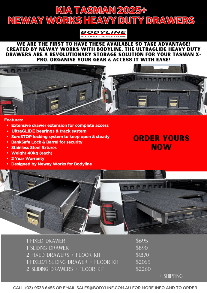 Kia Tasman X-Pro 2025+ Neway Works Heavy Duty Drawers