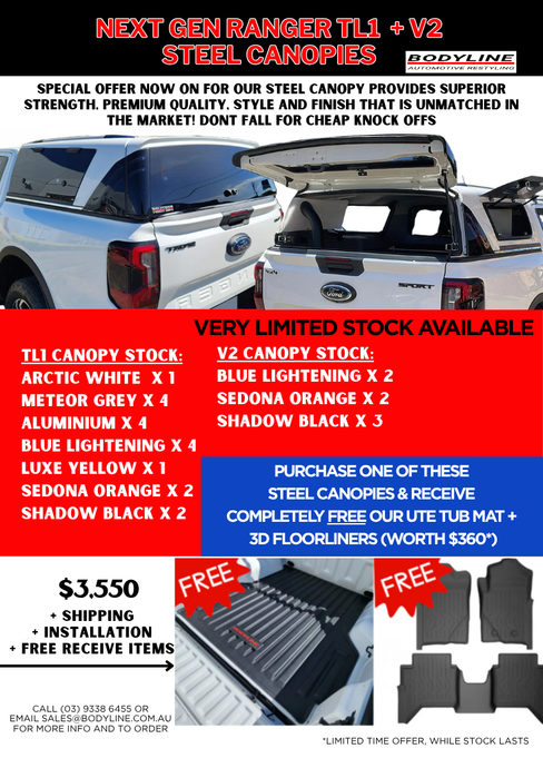 SPECIAL OFFER - Next Gen Ranger TL1 + V2 Steel Canopies + PLUS FREEBIES!!