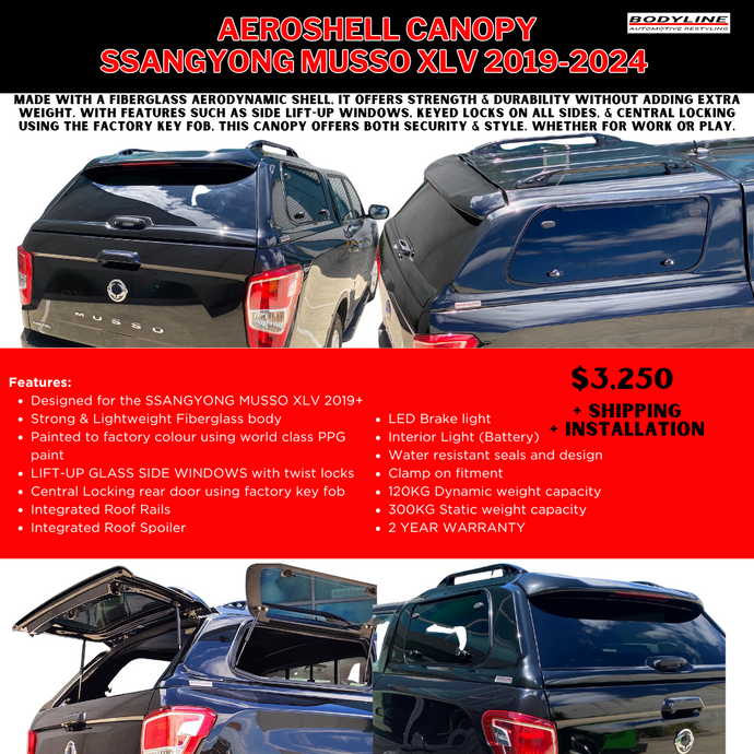 Aeroshell Canopy Ssangyong Musso XLV 2019-2024
