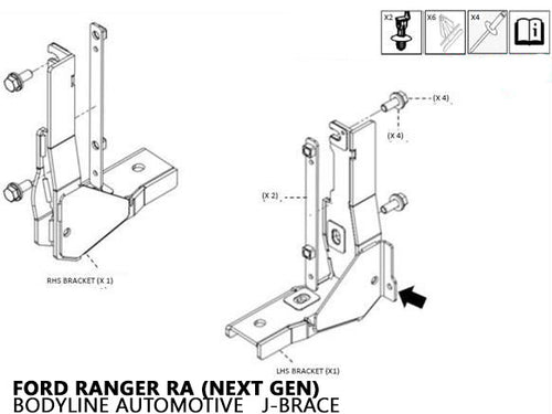 TUB LOAD BRACKET (J-BRACE) for NEXT GEN RANGER RA 2022+