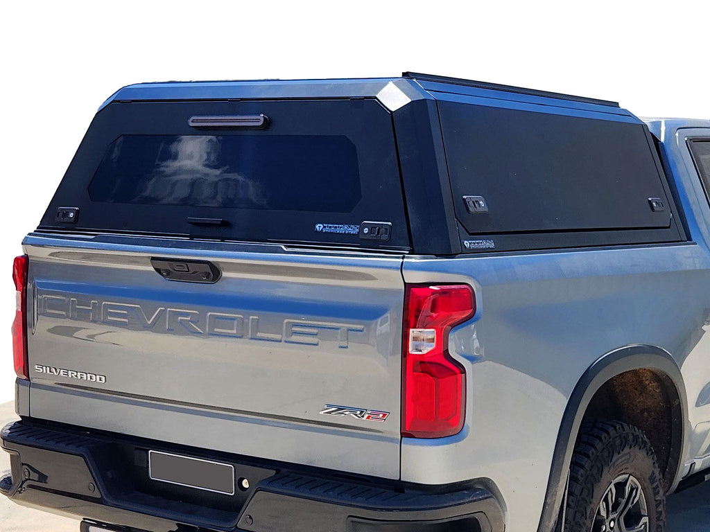 Canopy Rear Wing Chev SILVERADO 1500 5ft 2020+ BLACK TITAN HYBRID CANOPY - Stainless St ...