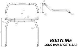 BLACK LONG SPORTS BAR for BODYLINE ROLLER COVERS - UNIVERSAL FIT for ALL PICKUPS