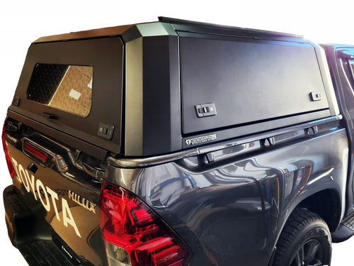 Toyota HILUX REVO SR (J-DECK) DC 2015-2025 BLACK TITAN HYBRID CANOPY - Stainless Steel Alloy Modular