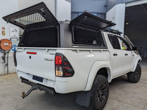 Toyota HILUX REVO SR (J-DECK) DC 2015-2024 BLACK TITAN HYBRID CANOPY - Stainless Steel Alloy Modular