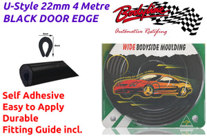 U-Style 4mm 4 Metre BLACK DOOR EDGE Wheel Arch Bumper Insert Moulding Striping for Car Boat Trim
