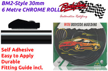 BM2-Style 30mm 6 Metre CHROME & BLACK ROLL Wheel Arch Bumper Insert Moulding Striping for Car Boat Trim