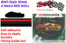 BM2-Style 30mm 6 Metre RED & BLACK ROLL Wheel Arch Bumper Insert Moulding Striping for Car Boat Trim
