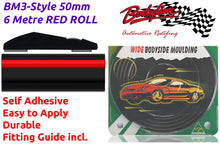BM3-Style 50mm 6 Metre RED & BLACK ROLL Wheel Arch Bumper Insert Moulding Striping for Car Boat Trim