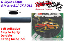 D-Style 15mm 5 Metre BLACK ROLL Wheel Arch Bumper Insert Moulding Striping for Car Boat Trim
