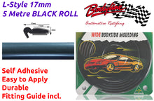 L-Style 17mm 5 Metre BLACK ROLL Wheel Arch Bumper Insert Moulding Striping for Car Boat Trim