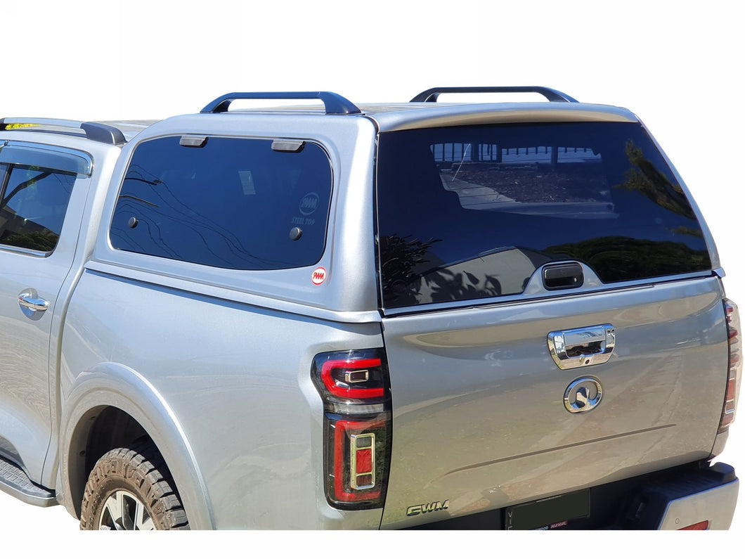 GWM CANNON Ute DC 2021+ Steel Canopy Sliding Driver Lift-Up Passenger Windows Painted Silver BP