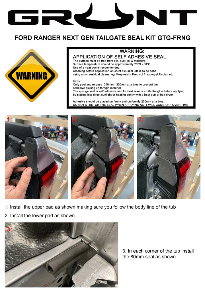 Ford RANGER RA (NEXT GEN) TAILGATE SEAL KIT SUIT TUB-LINER MODELS ...